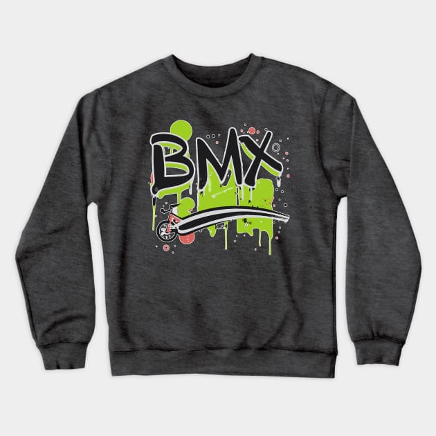 BMX Bike Grunge for Men Women Kids and BMX Riders Crewneck Sweatshirt by Vermilion Seas